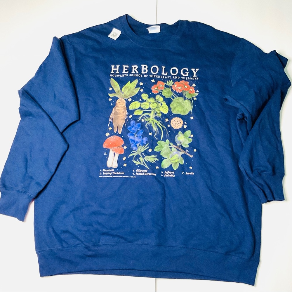Harry Potter Herbology Crewneck Sweatshirt Navy Blue NWT (L) - Picture 3 of 7